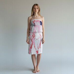 Grail Dress Tie Dye Pink Strapless Size Medium Cotton New with Tags